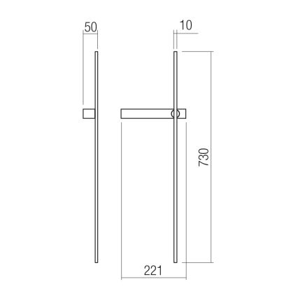 Redo 01-4673 - LED настінний світильник TANGENT LED/6W/230V 2700/2850/3000K 73 см CRI 90 чорний