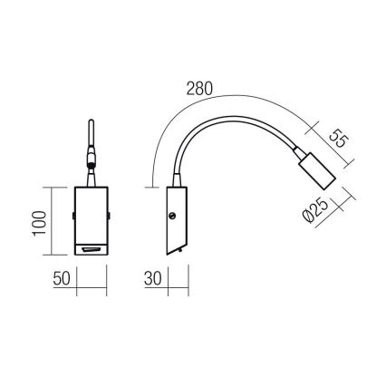 Redo 01-4802 - Гибкая светодиодная лампа HELLO LED/3W/230V бронзовая