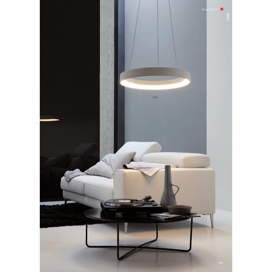 Redo 01-672 - Світлодіодна підвісна люстра LOOP LED/48W/230V діаметр 60 см білий