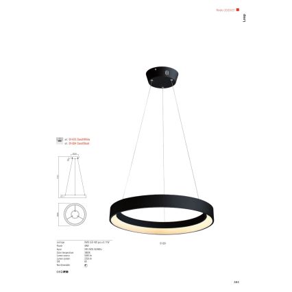 Redo 01-672 - Світлодіодна підвісна люстра LOOP LED/48W/230V діаметр 60 см білий