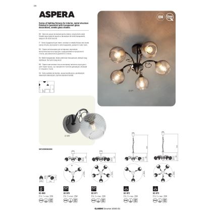 Redo 02-973 - Люстра на ланцюгу ASPERA 5xE14/28W/230V чорний