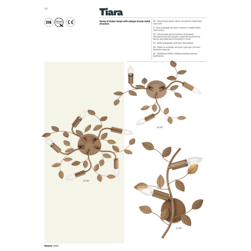 Redo 02-980 - Припотолочная люстра TIARA 5xE14/28W/230V