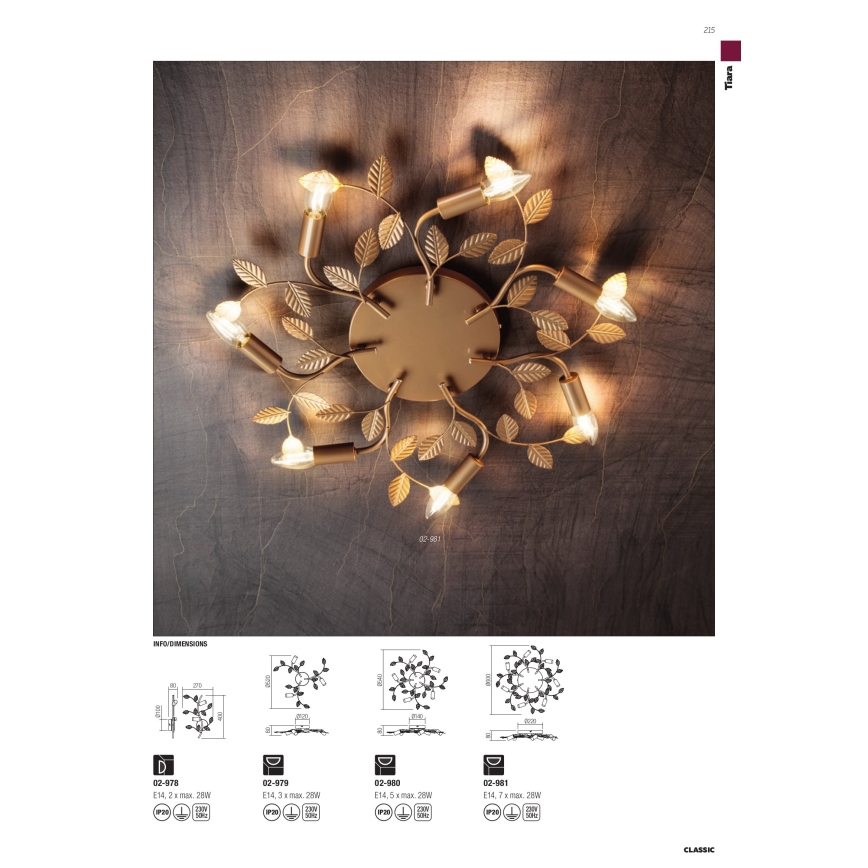 Redo 02-981 - Пристельова люстра TIARA 7xE14/28W/230V