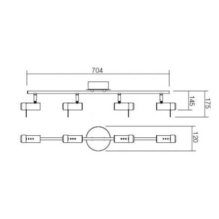 Редо 04-332 - світлодіодний точковий світильник СЛІМ, 4× світлодіодні модулі по 4 Вт, 230 В, блискучий хром