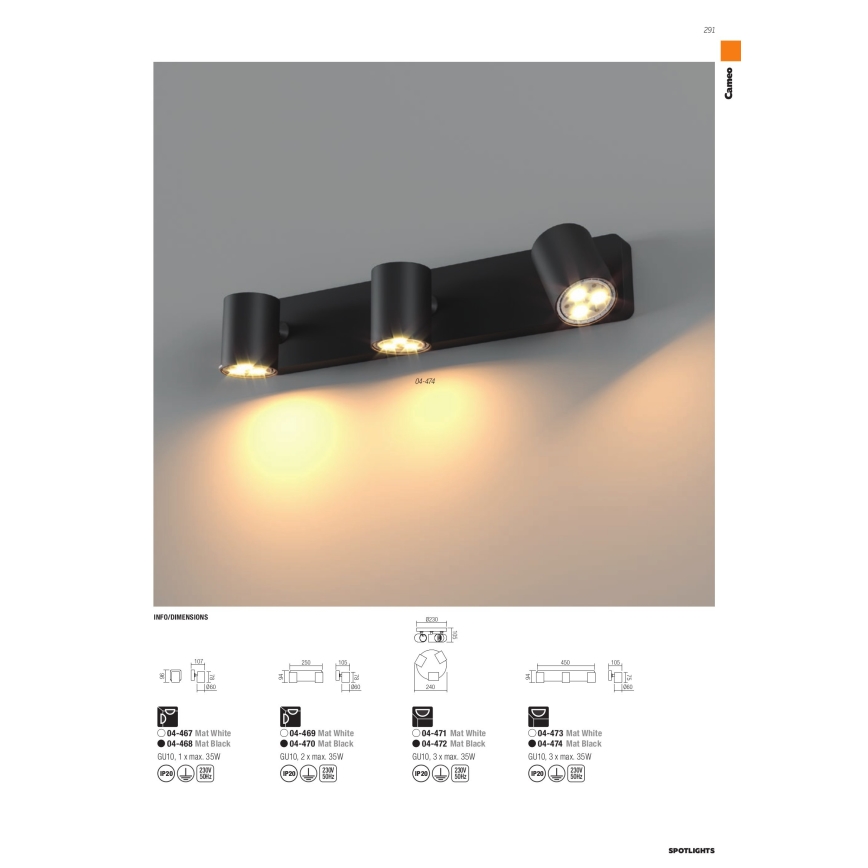 Redo 04-471 - Точковий світильник CAMEO 3xGU10/35W/230V білий