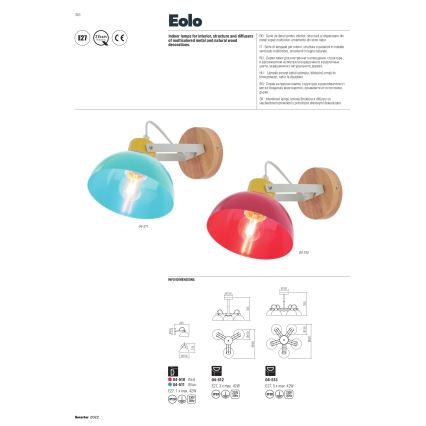 Redo 04-511 - Детский настенный светильник EOLO 1xE27/42W/230V