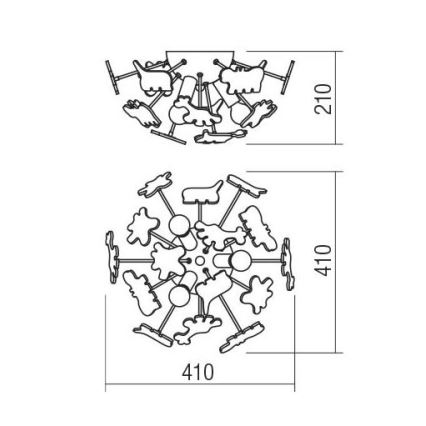 Redo 04-514 - Дитячий стельовий світильник SAFARI 3xE14/28W/230V діам. 41 см різнокольоровий