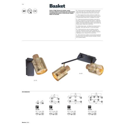Redo 04-522 - Припотолочная люстра BASKET 4xE27/42W/230V бронза