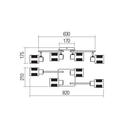 Redo 04-522 - Припотолочная люстра BASKET 4xE27/42W/230V бронза