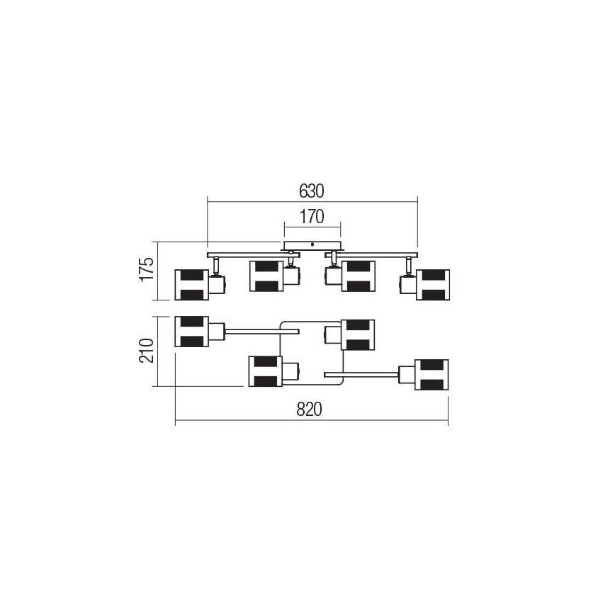 Redo 04-522 - Припотолочная люстра BASKET 4xE27/42W/230V бронза