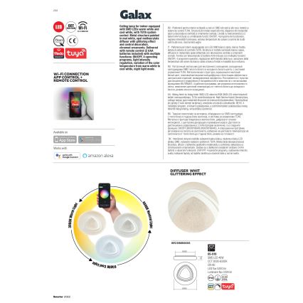 Redo 05-919 - диммируемый потолочный светильник GALAX LED/48W/230V 3000-6500K Wi-Fi Tuya диам. 48 cm белый + пульт дистанционного управления