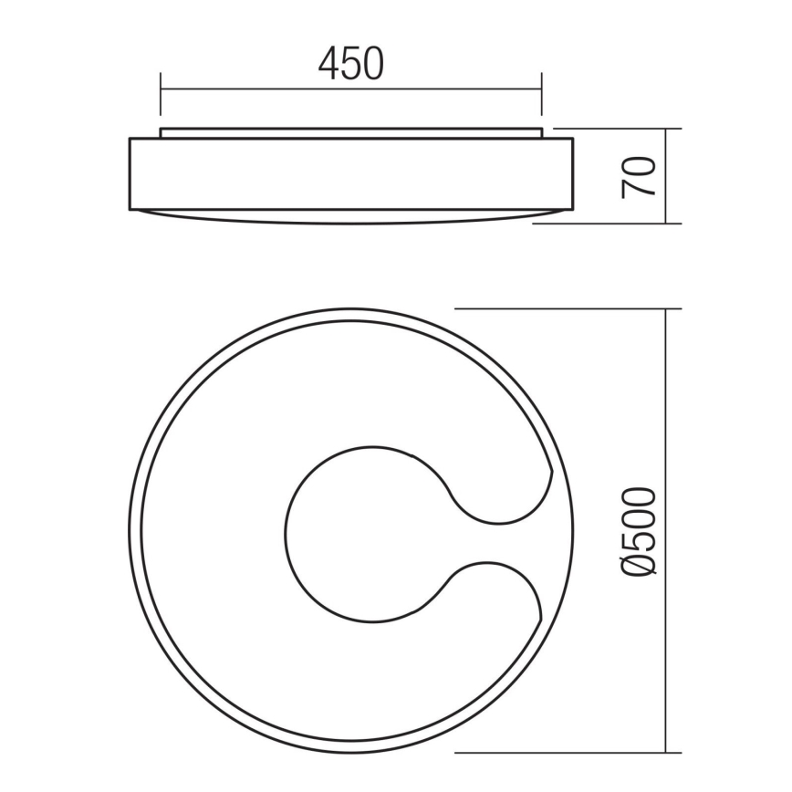 Redo 05-927 - LED RGBW з регульованою яскравістю стельовий світильник BIGSI LED/48W/230V 3000-6500K діаметром 50 см чорний + пульт дистанційного керування
