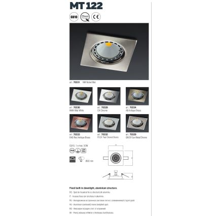 Redo 70328 - Встроенный светильник MT 1xGU10/50W/12V