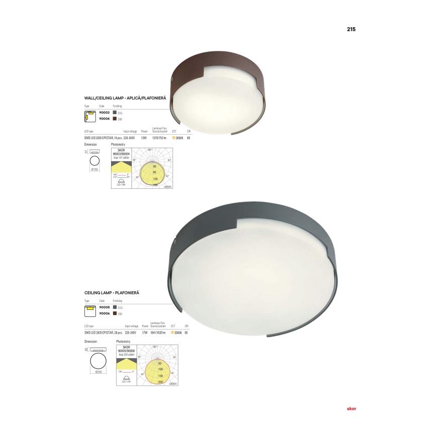 Redo 90004 - Светодиодный уличный потолочный светильник SKOR LED/12W/230V диаметр 15 см IP54 коричневый