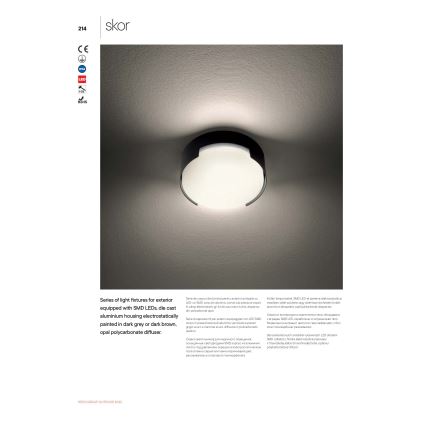 Redo 90004 - Светодиодный уличный потолочный светильник SKOR LED/12W/230V диаметр 15 см IP54 коричневый