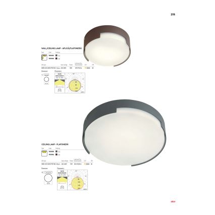 Redo 90004 - Вуличний світлодіодний стельовий світильник SKOR LED/12W/230V діаметр 15 см IP54 коричневий