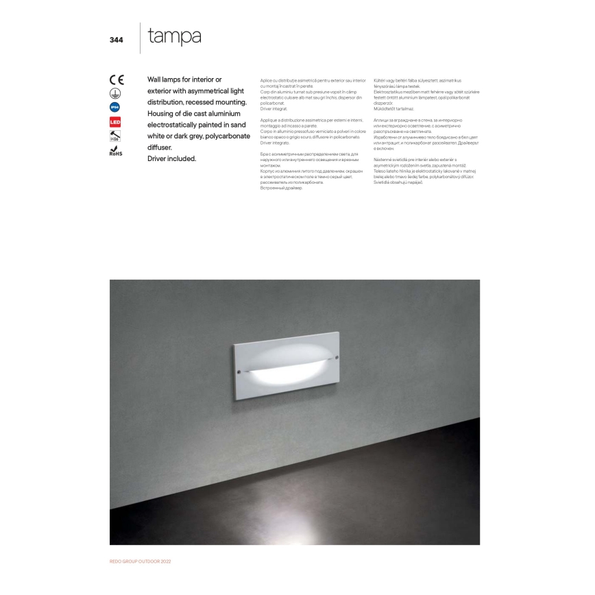 Redo 90009 - LED Уличный ориентировочный светильник TAMPA LED/11W/230V IP54 белый