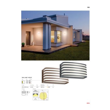 Redo 90038 - Уличный светодиодный настенный светильник SEBRA LED/15W/230V IP54