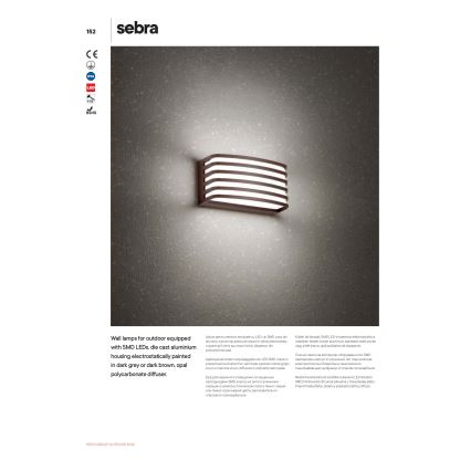 Redo 90039 - Вуличний світлодіодний настінний світильник SEBRA LED/15W/230V IP65