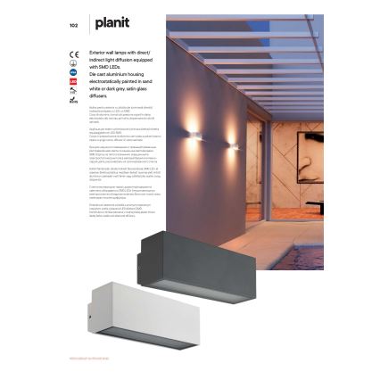 Redo 90095 - светодиодный наружный настенный светильник PLANIT, 10 Вт, 230 В, 3000 К, IP54, белый