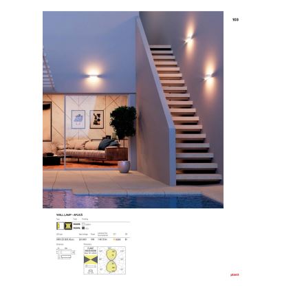 Redo 90095 - светодиодный наружный настенный светильник PLANIT, 10 Вт, 230 В, 3000 К, IP54, белый