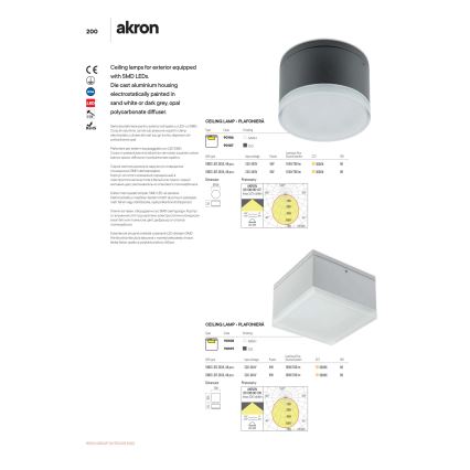 Redo 90107 - Вуличний світлодіодний стельовий світильник AKRON 1xLED/9W/230V діаметр 10,8 см IP54