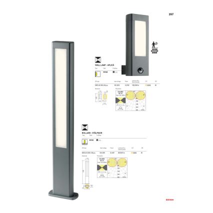 Redo 90125 - LED уличный светильник DOLMEN LED/12,44W/230V IP54 антрацит