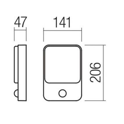Redo 90133 - Уличный светодиодный настенный светильник с датчиком COLIN 1xLED/9W/230V IP54
