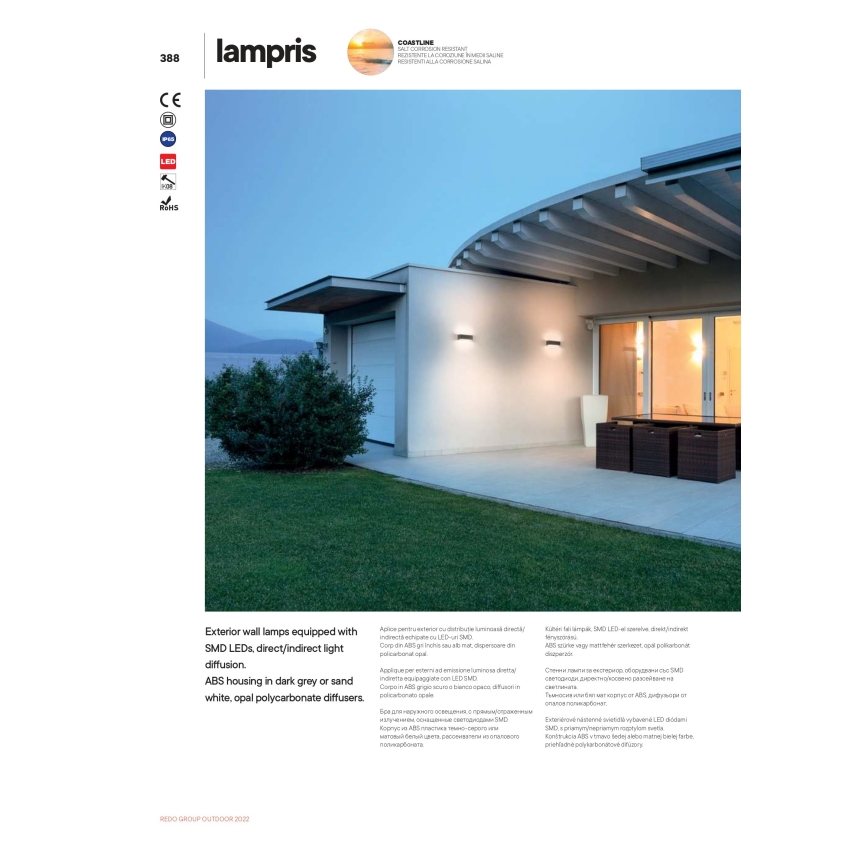 Redo 90154 - Вуличний світлодіодний настінний світильник LAMPRIS 1xLED/12W/230V IP65