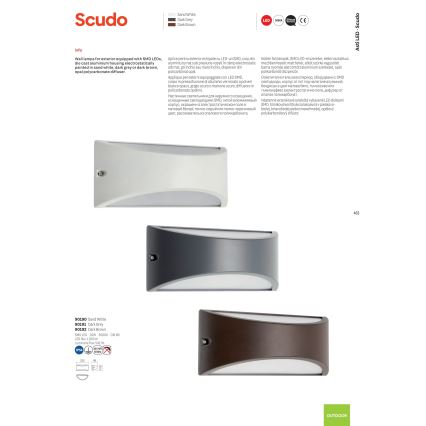 Redo 90191 - Вуличний світлодіодний настінний світильник SCUDO LED/10W/230V 3000K IP54 антрацит