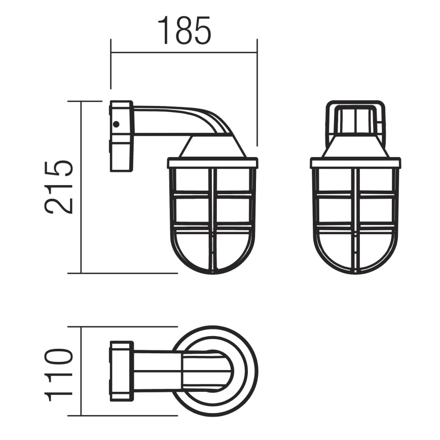 Redo 90205 - Вуличний настінний світильник CAGE 1xE27/28W/230V IP44 латунь