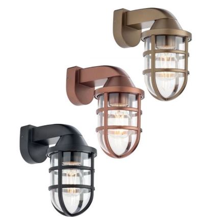 Redo 90206 - Вуличний настінний світильник CAGE 1xE27/28W/230V IP44 мідний
