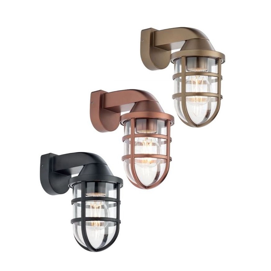 Redo 90206 - Вуличний настінний світильник CAGE 1xE27/28W/230V IP44 мідний