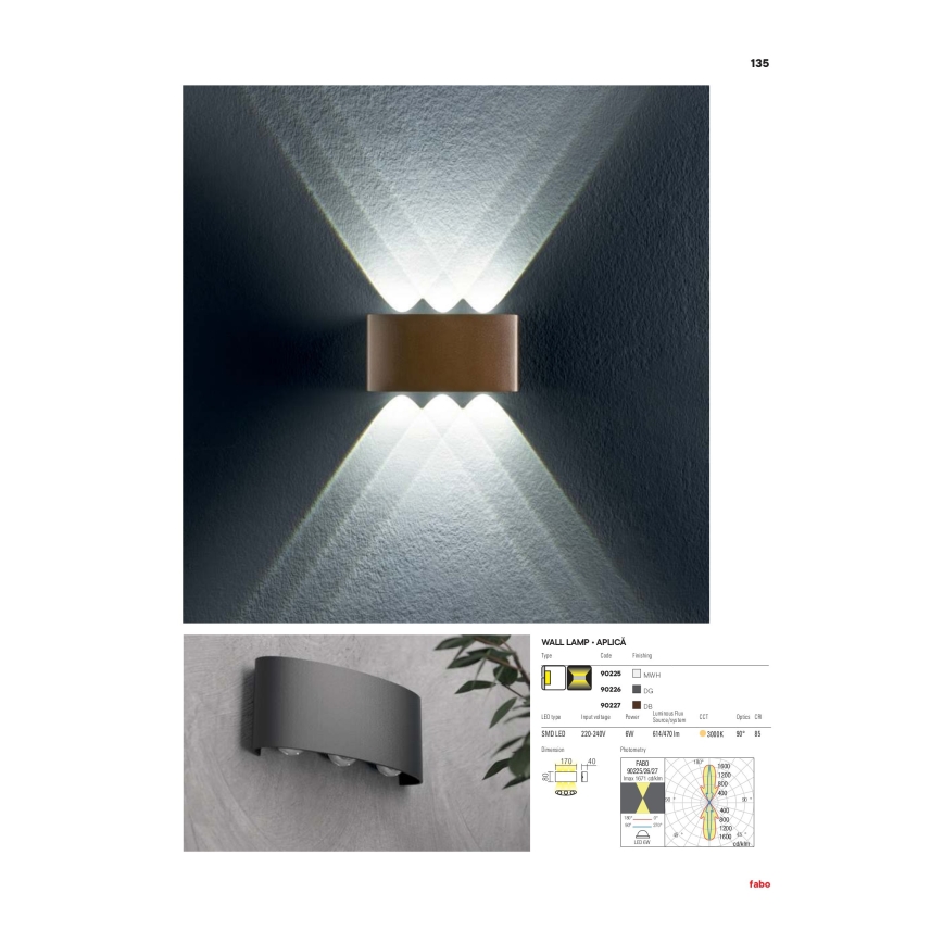 Redo 90227 - Уличный светодиодный настенный светильник FABO LED/6W/230V 3000K IP54 коричневый