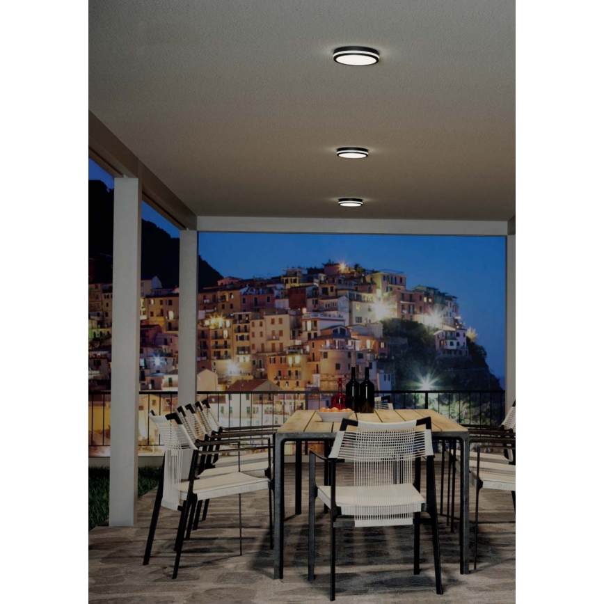 Redo 90286 - Светодиодный уличный потолочный светильник ISOLA LED/24W/230V диаметр 26 см 3000/4000/6500K IP54 антрацит