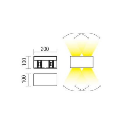 Redo 90303 - Вуличний світлодіодний настінний світильник VARY 4xLED/5W/230V 4000K IP54 антрацит
