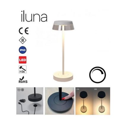 Redo 90306 - Сенсорна настільна LED лампа з регулюванням яскравості ILUNA LED/2,5W/5V 2700-3000K 3000 mAh IP65 білий