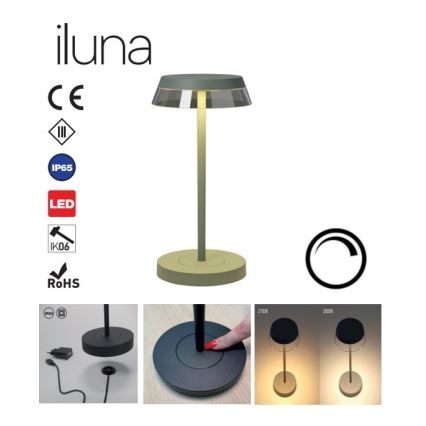 Redo 90309 - Сенсорна настільна LED лампа з регулюванням яскравості ILUNA LED/2,5W/5V 2700-3000K 3000 mAh IP65 зелений