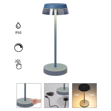Redo 90310 - Сенсорна настільна LED лампа з регулюванням яскравості ILUNA LED/2,5W/5V 2700-3000K 3000 mAh IP65 синій