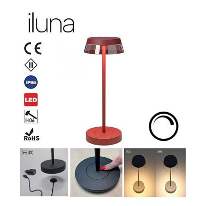 Redo 90311- Сенсорна настільна LED лампа з регулюванням яскравості ILUNA LED/2,5W/5V 2700-3000K 3000 mAh IP65 червоний