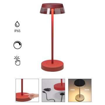 Redo 90311- Сенсорна настільна LED лампа з регулюванням яскравості ILUNA LED/2,5W/5V 2700-3000K 3000 mAh IP65 червоний
