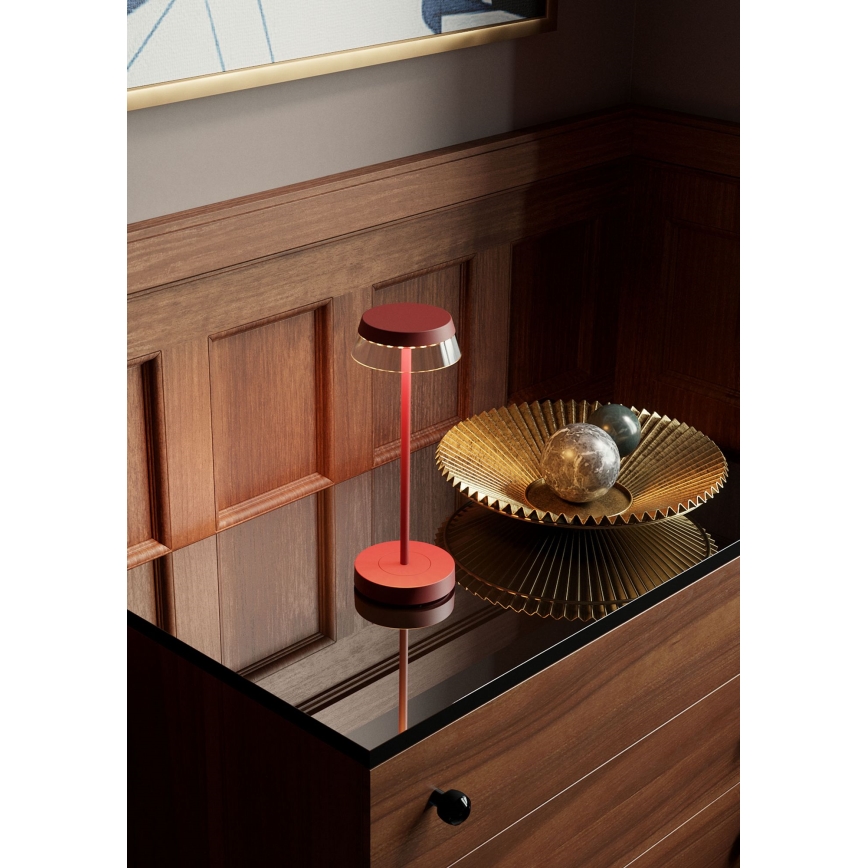 Redo 90311- Світлодіодна димована сенсорна настільна лампа ILUNA LED/2,5W/5V 2700-3000K 3000 mAh IP65 червона