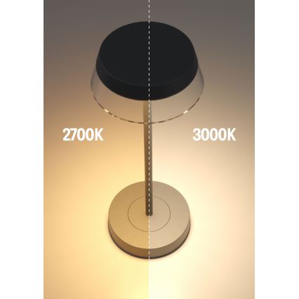 Redo 90312 - Сенсорна настільна LED лампа з регулюванням яскравості ILUNA LED/2,5W/5V 2700-3000K 3000 mAh IP65 чорний
