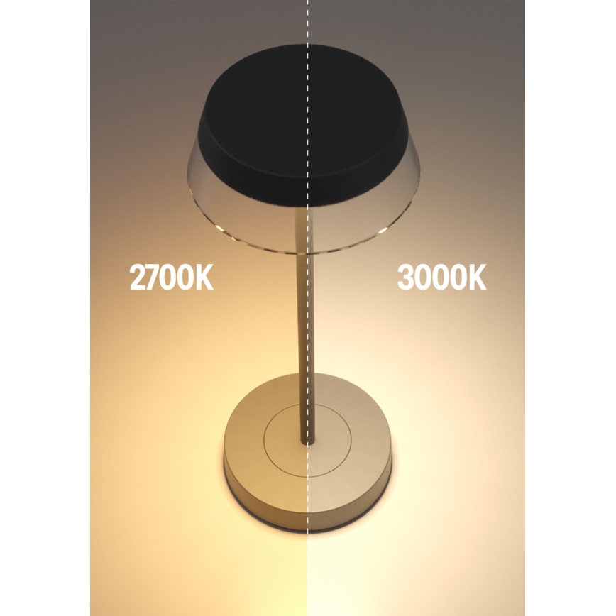 Redo 90312 - Сенсорна настільна LED лампа з регулюванням яскравості ILUNA LED/2,5W/5V 2700-3000K 3000 mAh IP65 чорний