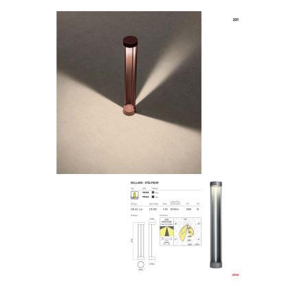Redo 90366 - LED зовнішній світильник ZEUS LED/11,5W/230V 3000K 75 см IP54 коричневий