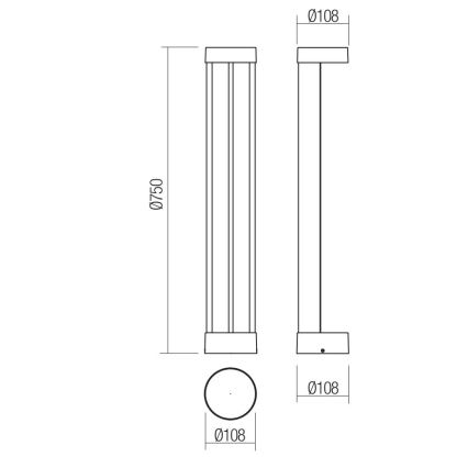 Redo 90366 - LED зовнішній світильник ZEUS LED/11,5W/230V 3000K 75 см IP54 коричневий