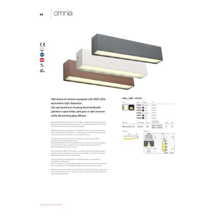 Redo 90394 - Вуличний світлодіодний настінний світильник OMNIA LED/12W/230V 3000K IP54 сірий
