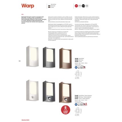 Redo 90486 - LED Вуличний настінний світильник з датчиком WARP LED/8W/230V 3000K IP44 антрацит