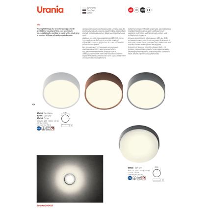 Redo 90494 - Вуличний світлодіодний стельовий світильник URANIA LED/10W/230V діаметр 16 см 3000K IP65 білий