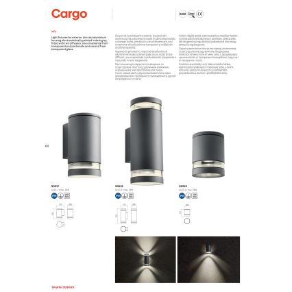 Redo 90518 - Уличный настенный светильник CARGO 2xGU10/28W/230V IP54 антрацит